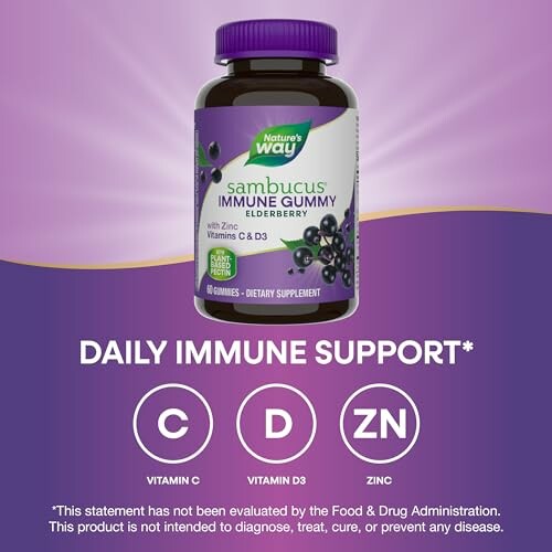 Nature's Way Sambucus Immune Gummy with vitamins and zinc bottle.